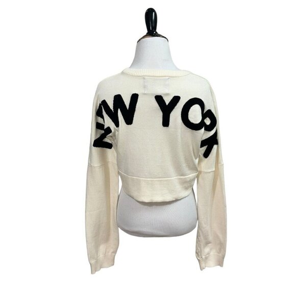 Spirit Jersey Women's L Large Crop Knit Sweater New York Applique Long Sleeves - Picture 7 of 9